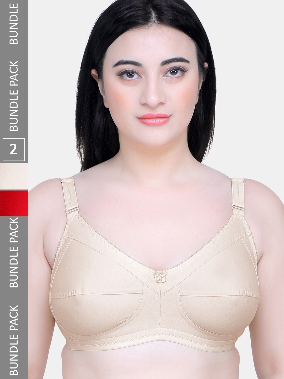 

MAROON Pack Of 2 Full Coverage All Day Comfort Minimizer Bra, Red