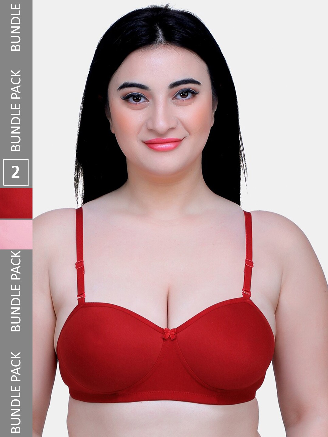 

MAROON Pack of 2 Seamless Bra with Heavily Padded Medium Coverage, Red