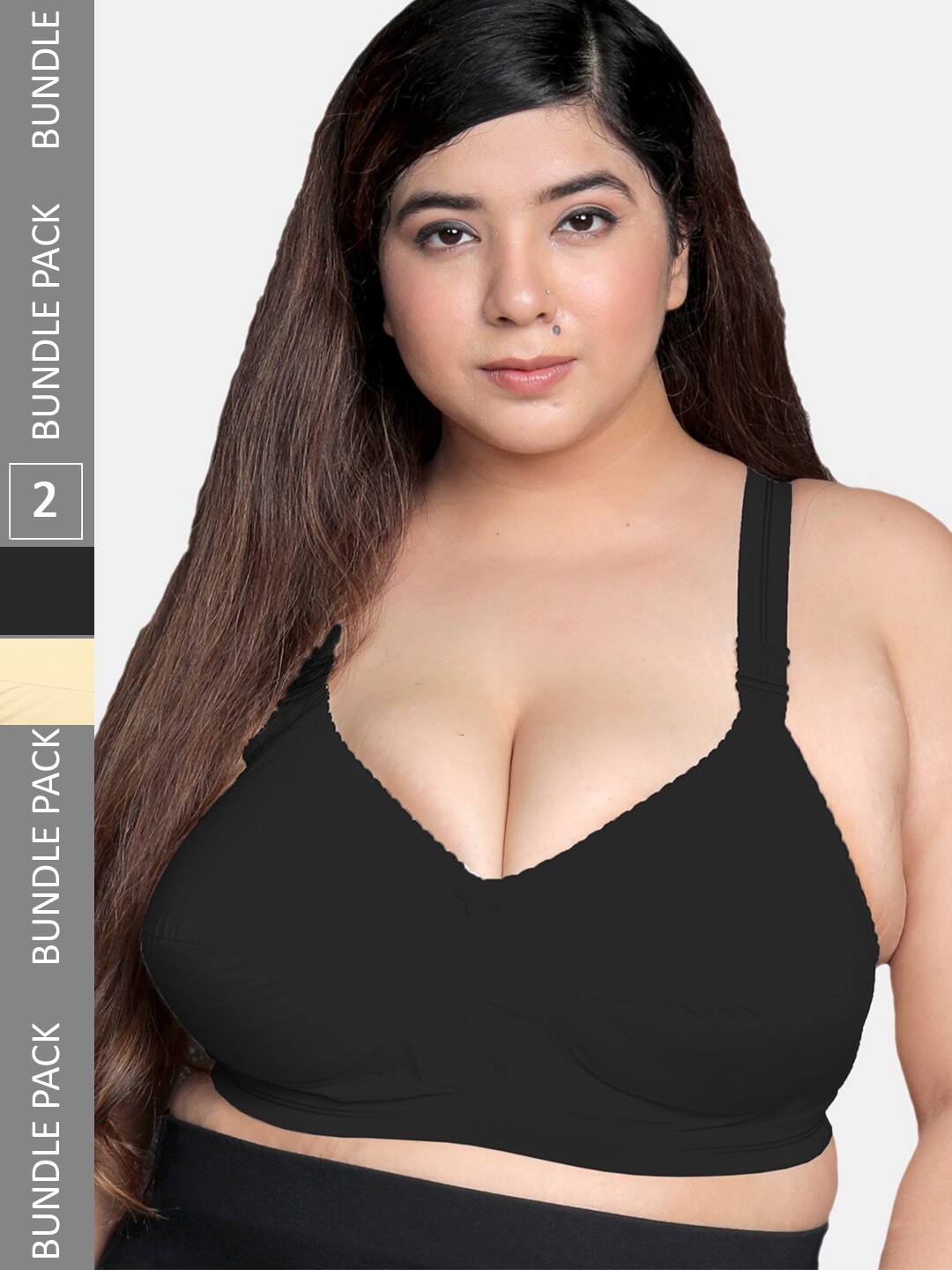 

MAROON Pack of 2 Bra with Full Coverage, Black