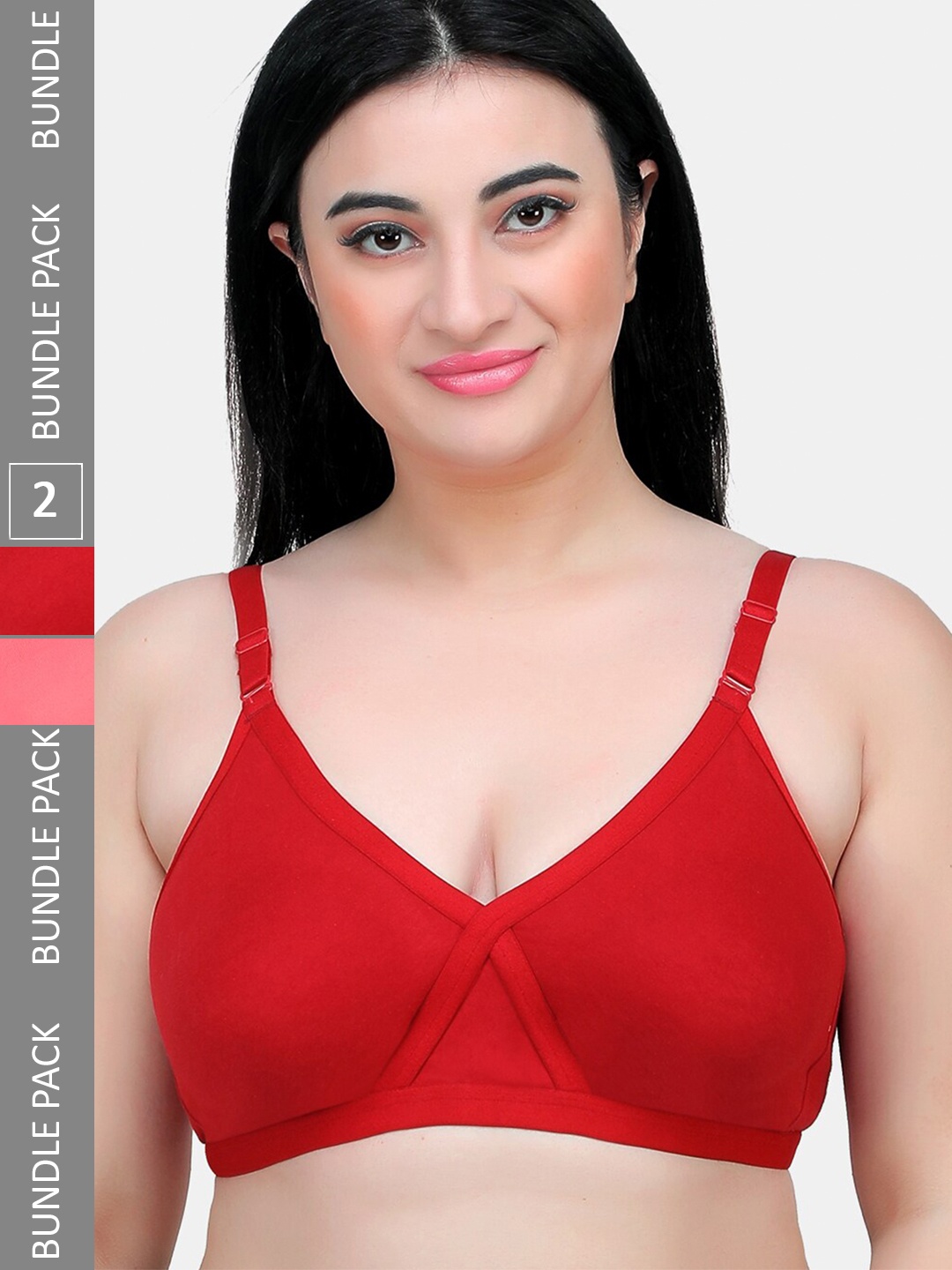 

MAROON Pack Of 2 Medium Coverage Lightly Padded Seamless T-Shirt Bra All Day Comfort, Red