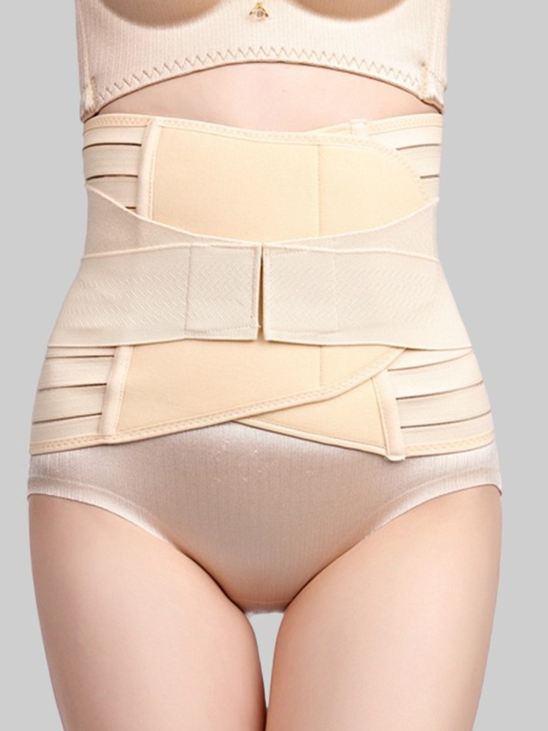 

PLUMBURY Post Pregnancy Recovery Waist Trimmer Tummy Control Shapewear Belt, Beige