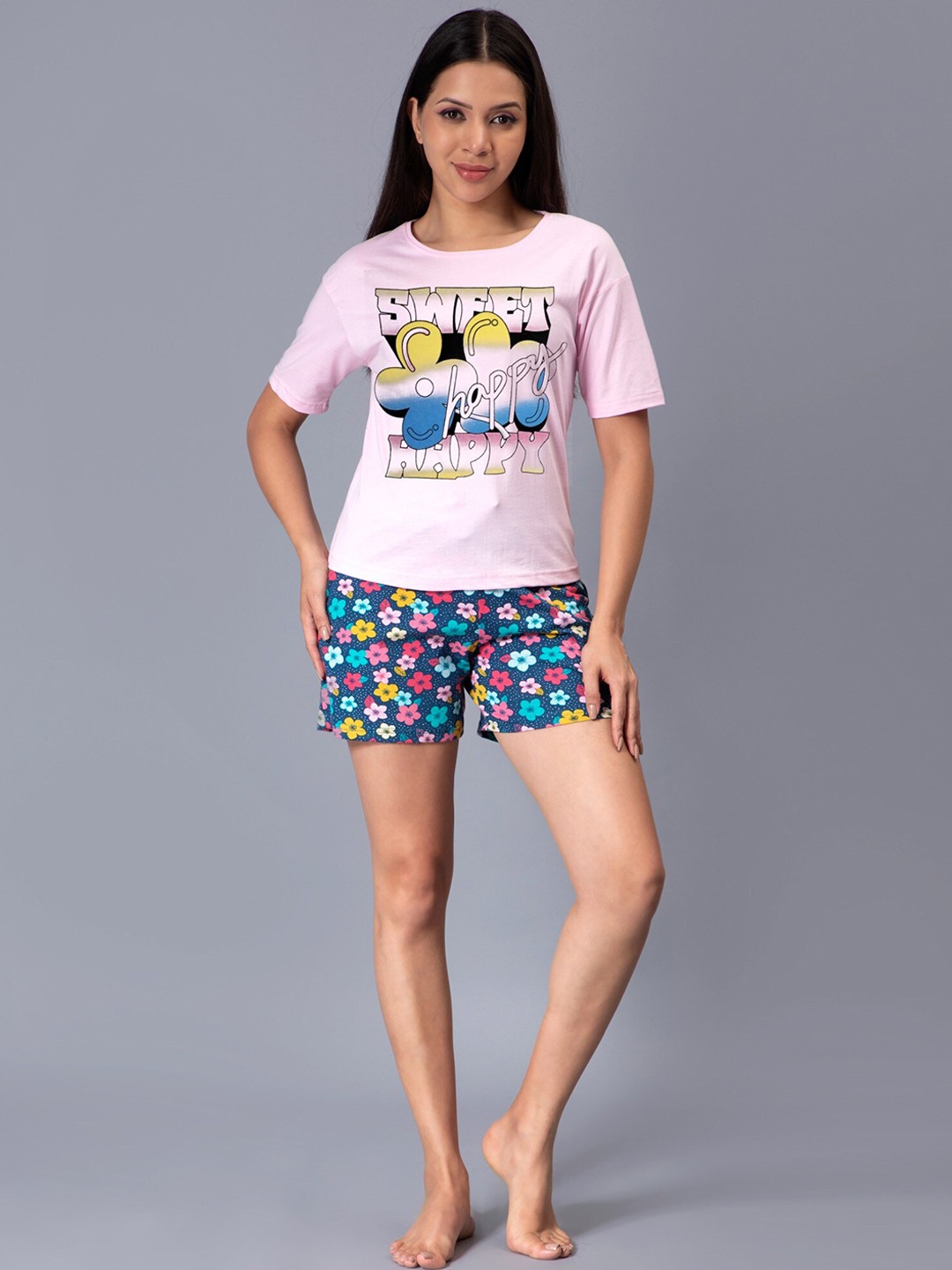 

Ninos Dreams Conversational Printed T-Shirt with Shorts, Pink