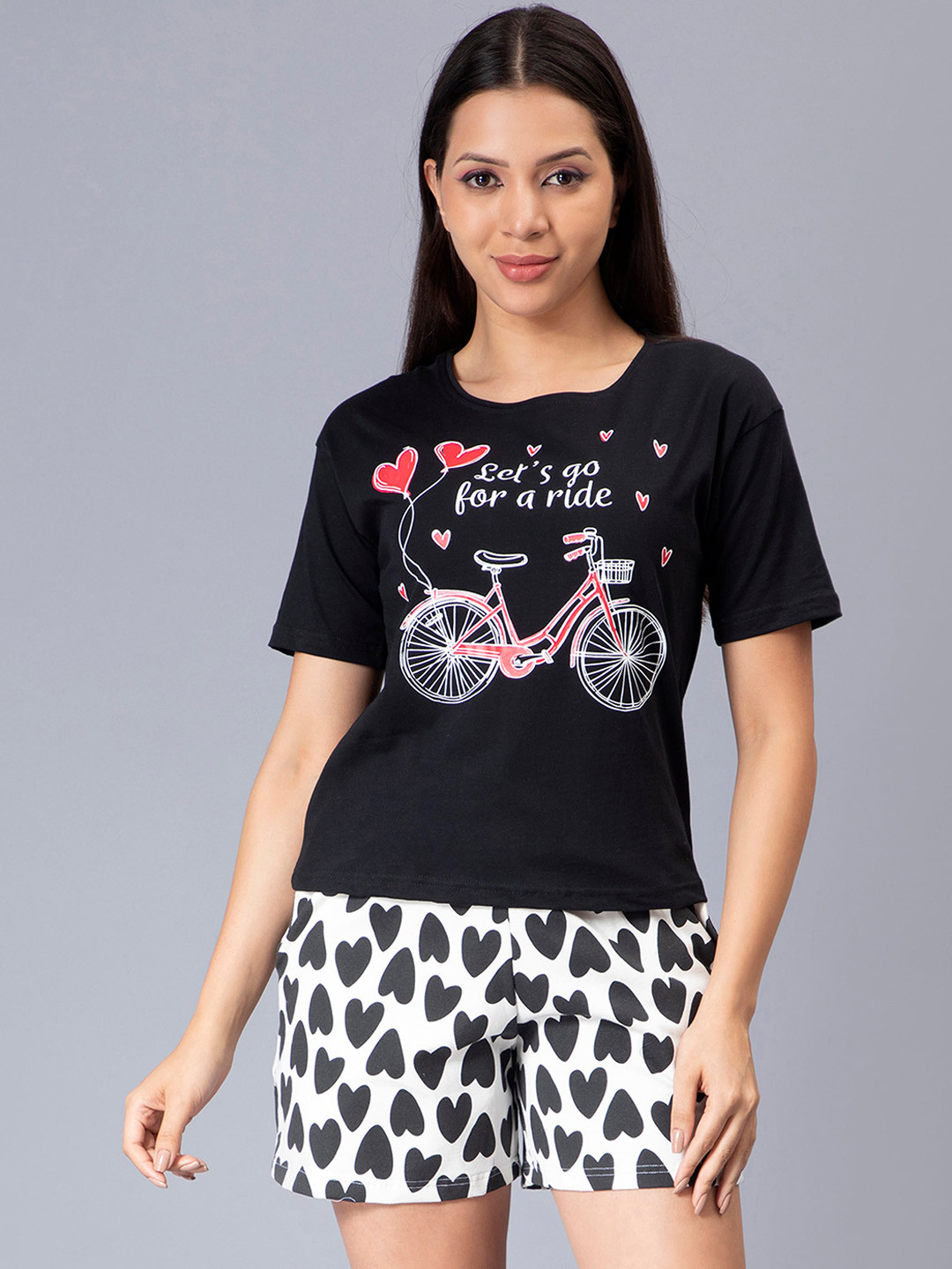 

Ninos Dreams Conversational Printed T-Shirt with Shorts, Black