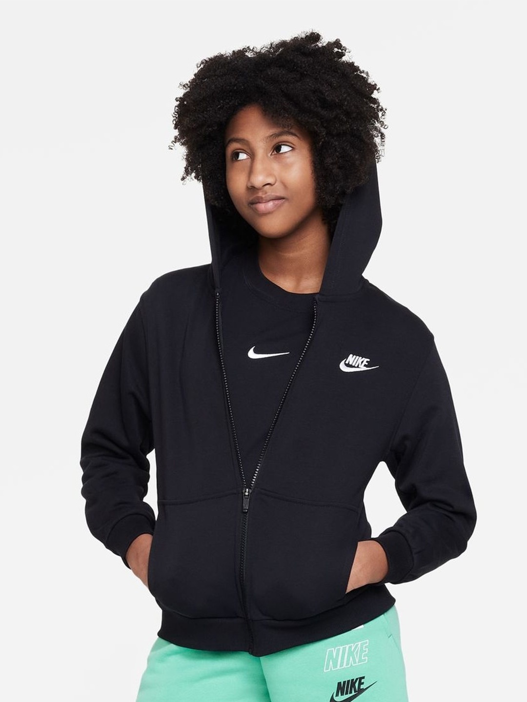 

Nike Kids Older French Terry Full-Zip Hooded Sweatshirt, Black