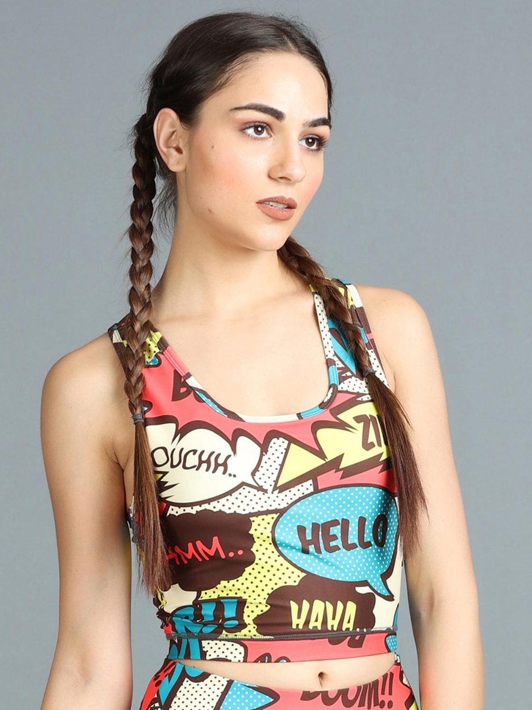 

The Dance Bible Assorted Typography Printed Scoop Neck Crop Tank Top, Coral