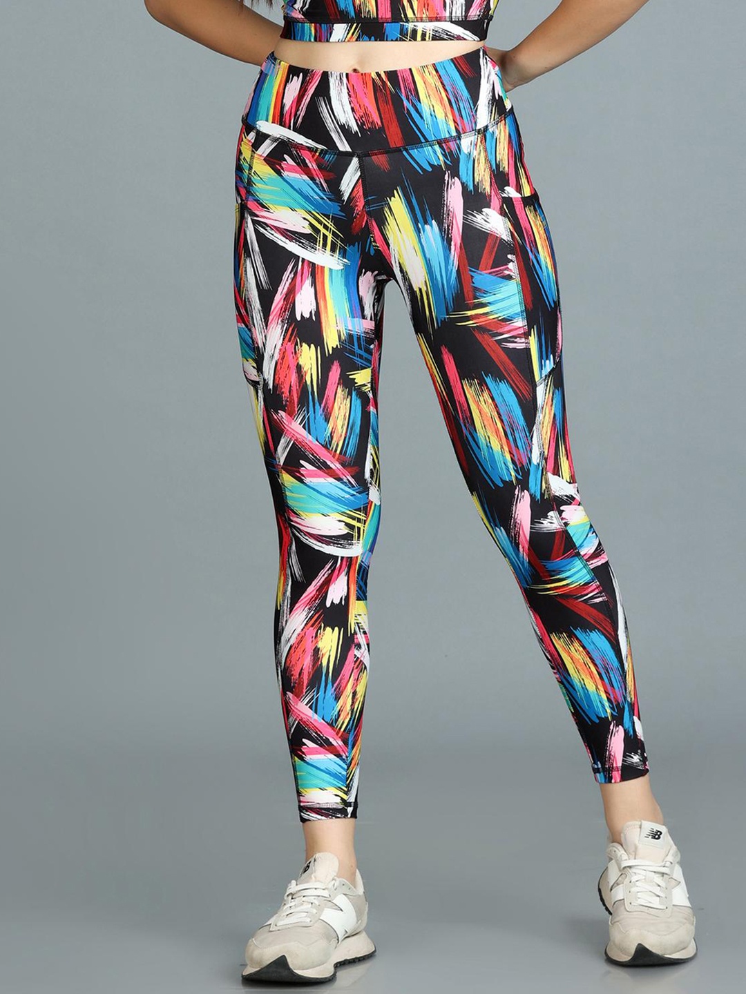 

The Dance Bible Printed High Waist Ankle Length Yoga Tights, Black