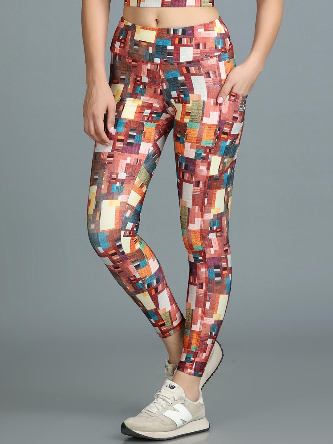 

The Dance Bible Printed High Waist Ankle Length Yoga Tights, Brown