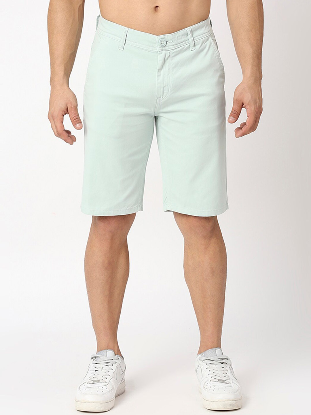 

HERE&NOW Men Mid Rise Slim Fit Shorts, Green