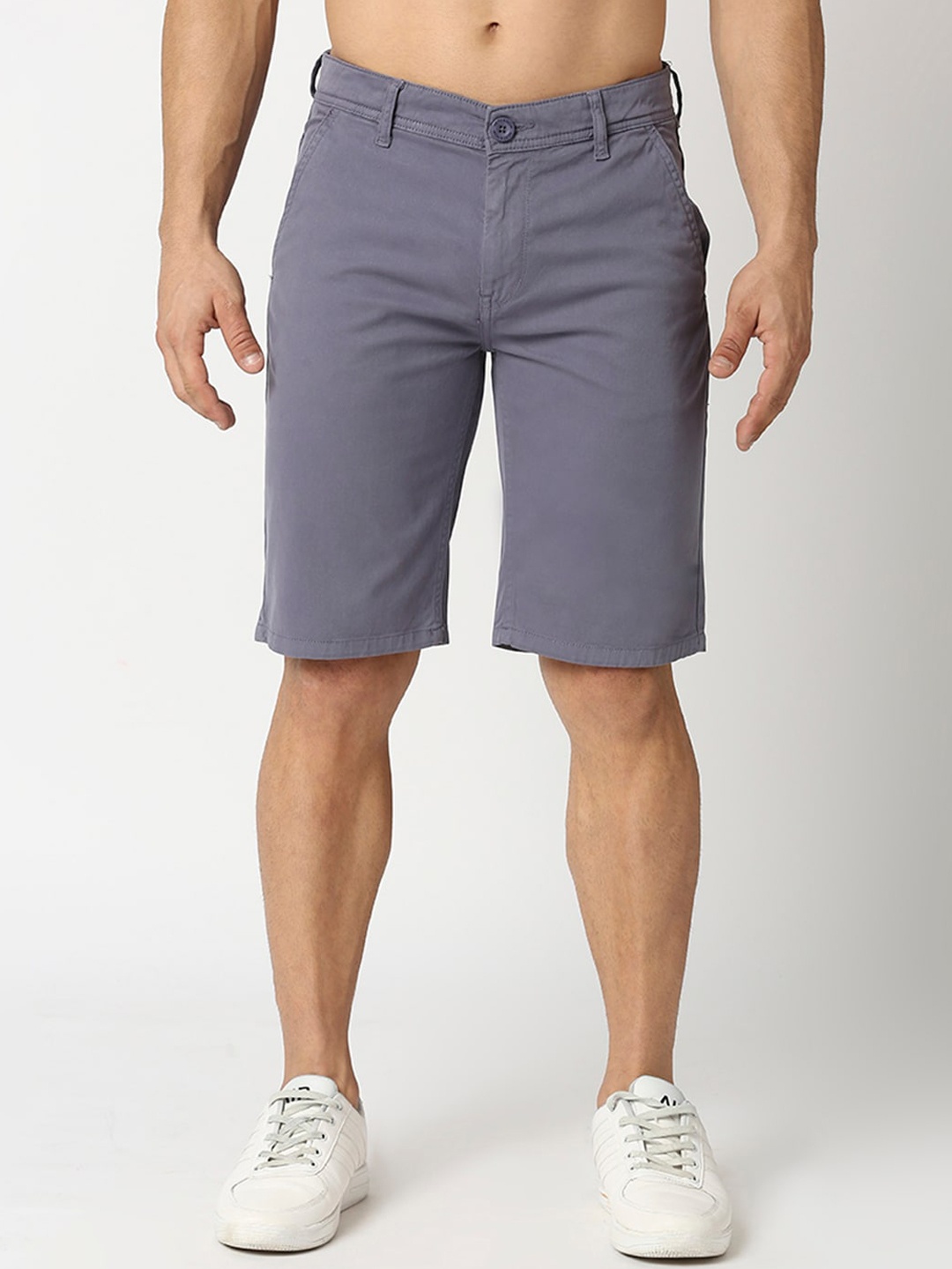 

HERE&NOW Men Mid Rise Slim Fit Chinos Shorts, Grey