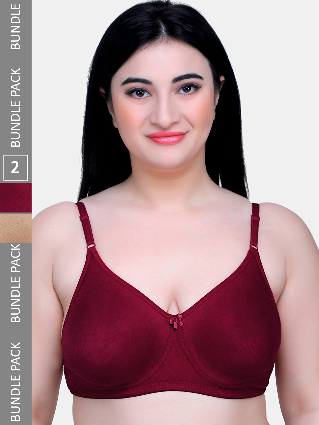 

MAROON Pack Of 2 Full Coverage Heavily Padded Seamless Bra All Day Comfort