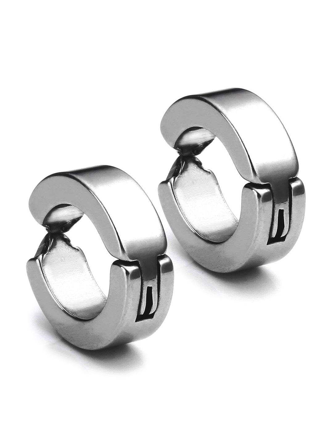 

MEENAZ Men Circular Hoop Earrings, Silver