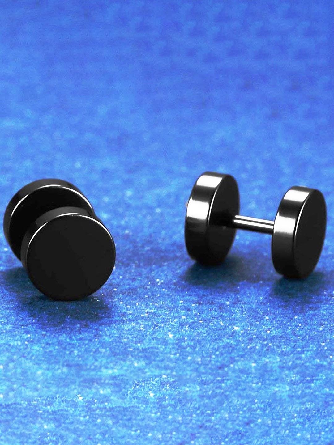 

MEENAZ Men Silver-Plated Circular Studs Earrings