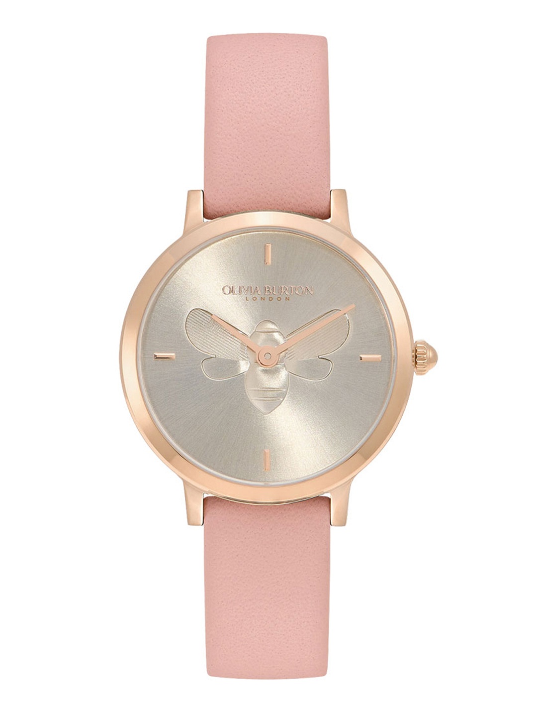 

OLIVIA BURTON LONDON Women Ultra Slim Bee Leather Analogue Watch 24000018-Silver