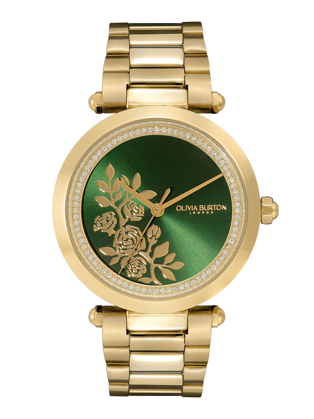 

OLIVIA BURTON LONDON Women Floral Textured & Embellished Stainless Steel Watch 24000043, Green