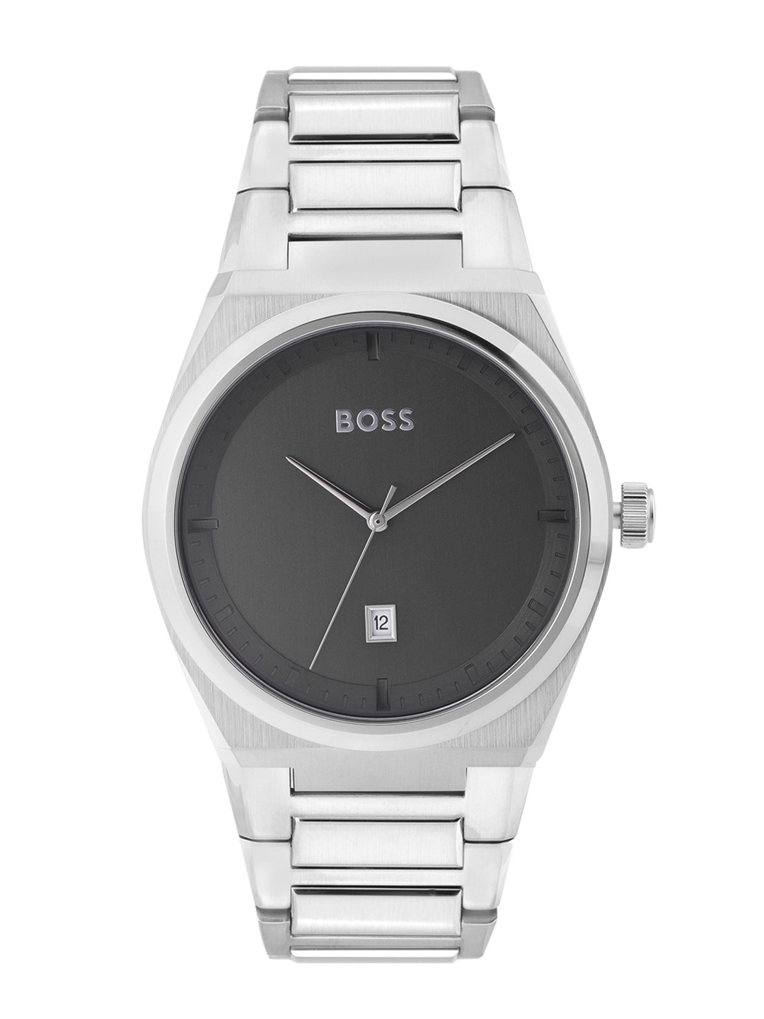 

Hugo Boss Men Brass Dial Bracelet Style Straps Steer Analogue Watch- 1513992, Black