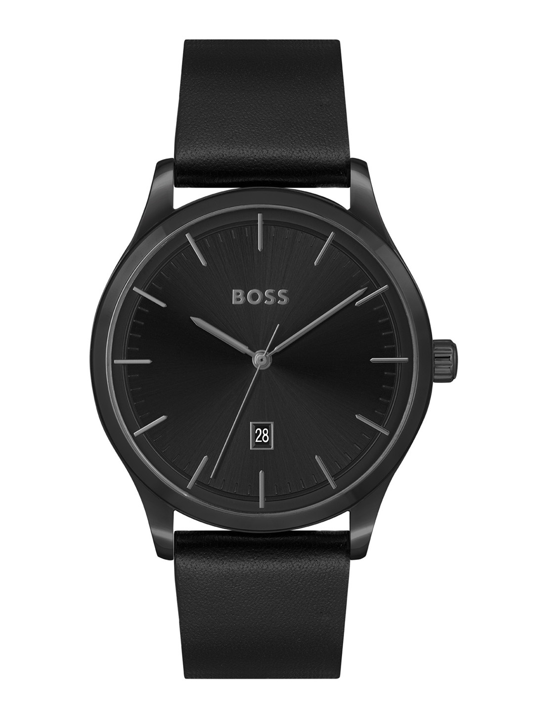 

Hugo Boss Men Leather Straps Analogue Watch 1513977, Black