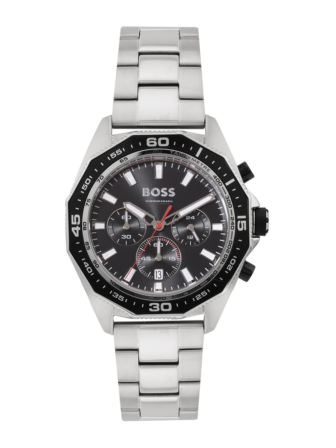 

Hugo Boss Men Energy Stainless Steel Bracelet Style Analogue Chronograph Watch 1513971, Black
