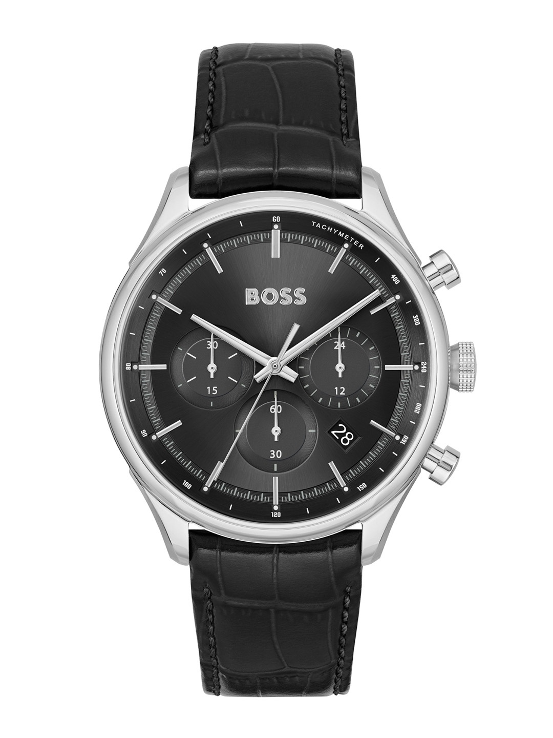 

Hugo Boss Men Gregor Dial & Leather Straps Analogue Chronograph Watch 1514049, Black