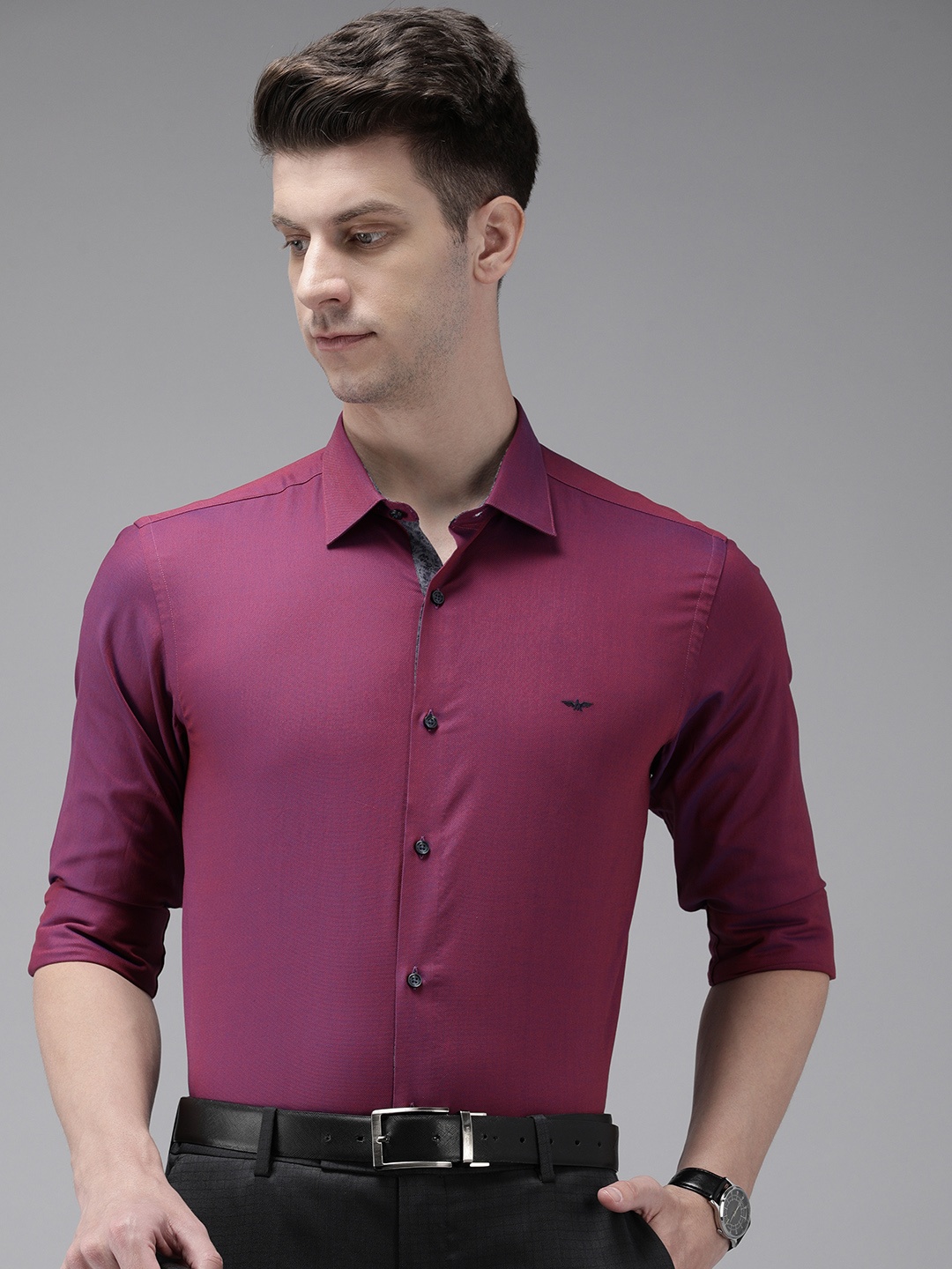 

Park Avenue Self Design Slim Fit Pure Cotton Formal Shirt, Violet