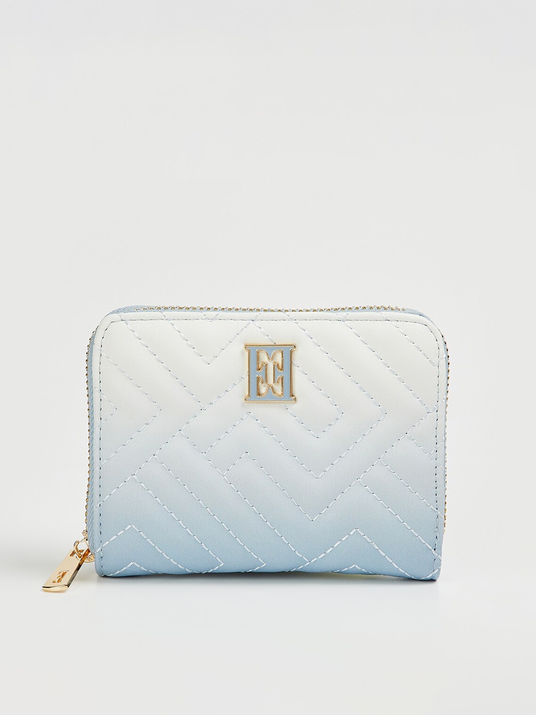 

ELLE Women Geometric Textured Water Resistant Zip Around Wallet, Blue