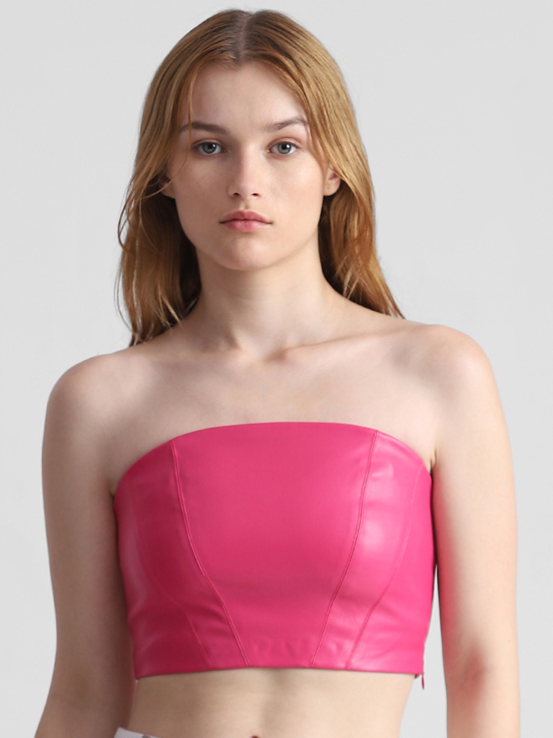 

ONLY Strapless Crop Tube Top, Pink
