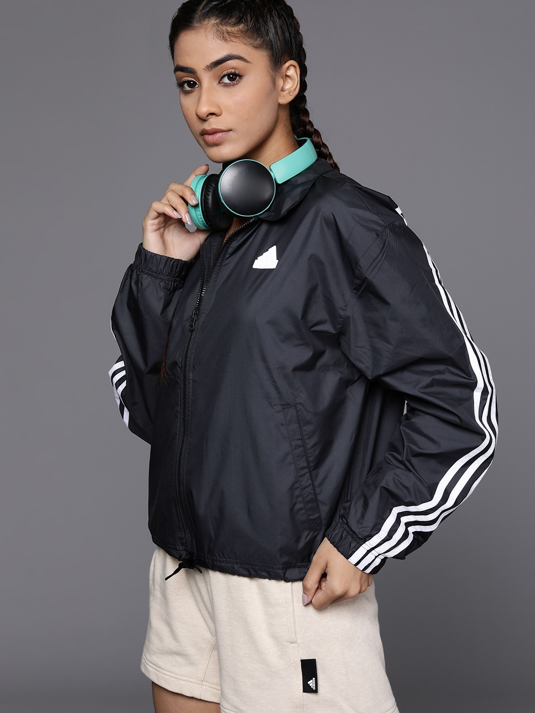 

ADIDAS Women FI 3S Woven Sporty Jacket, Black