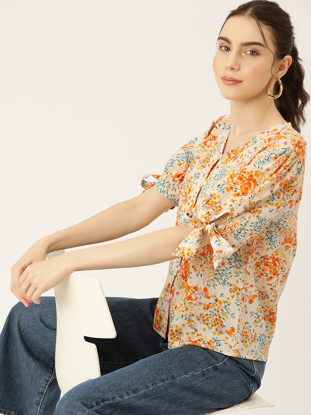 

DressBerry Floral Print Top, Peach