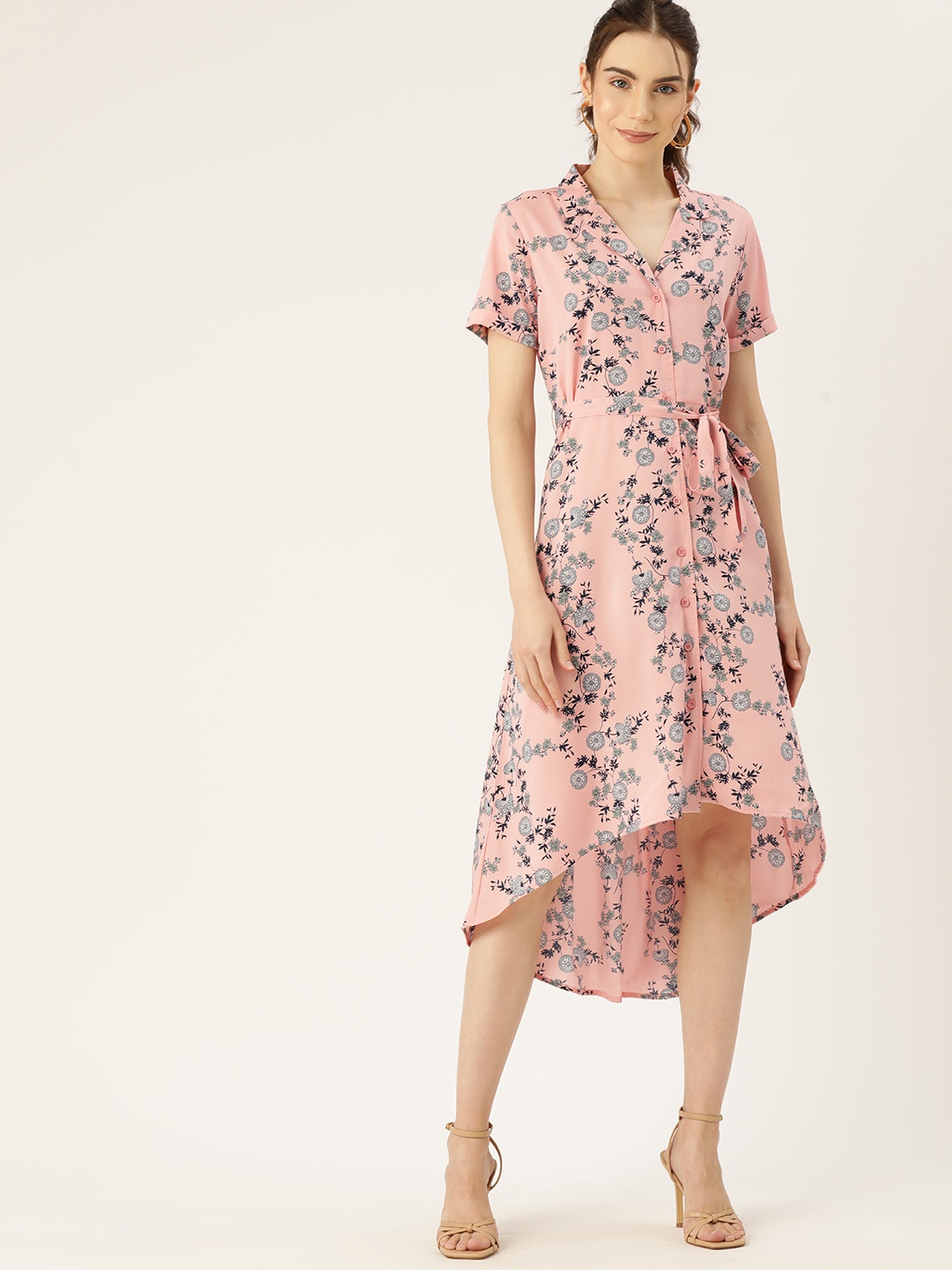 

DressBerry Floral Print A-Line Midi Dress, Pink