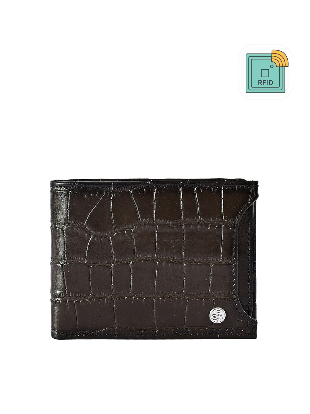 

Eske Men Textured Leather RFID Water Resistant Two Fold Wallet, Brown