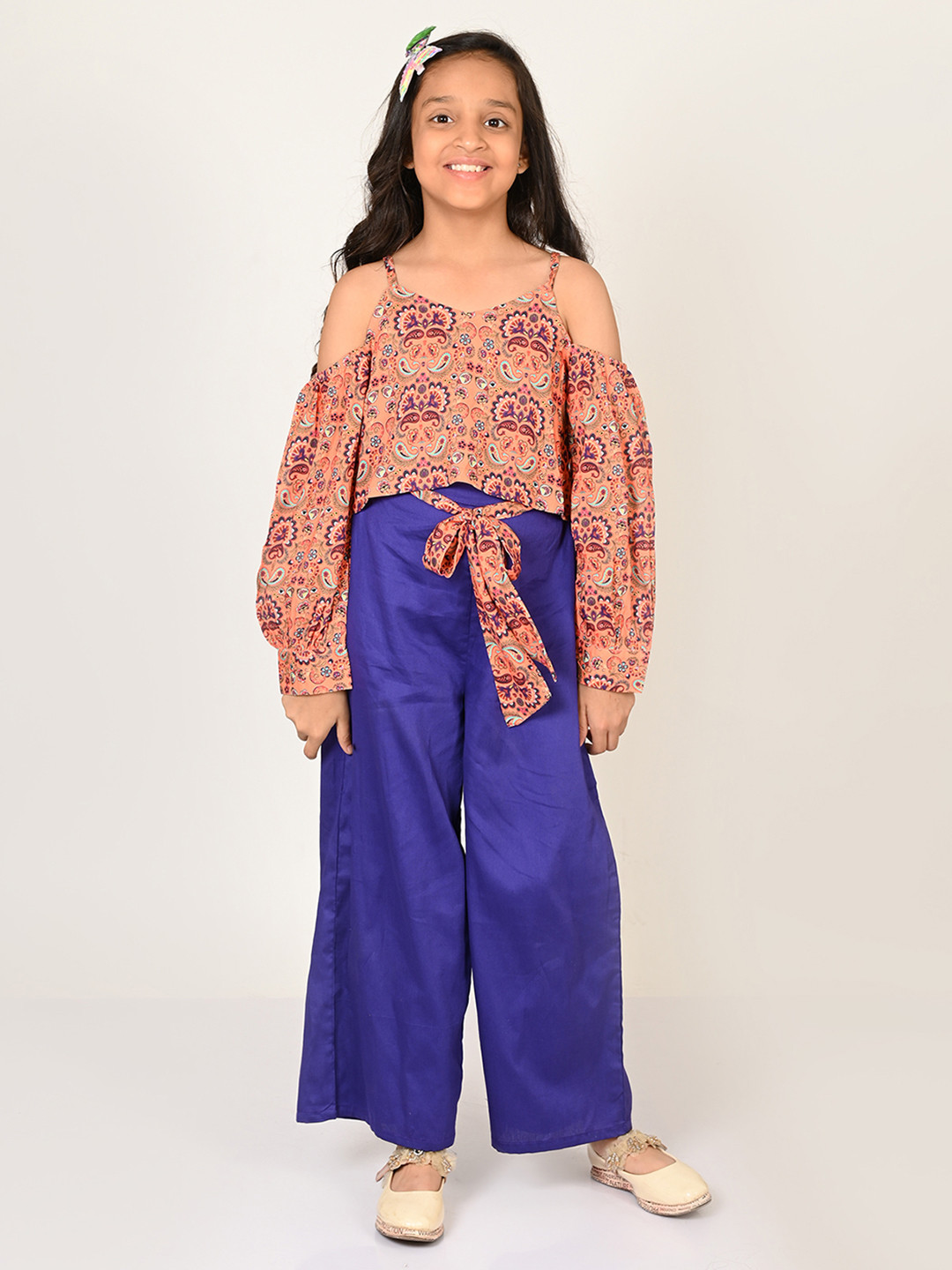 

LIL DRAMA Girls Ethnic Motifs Printed Top With Palazzos, Purple