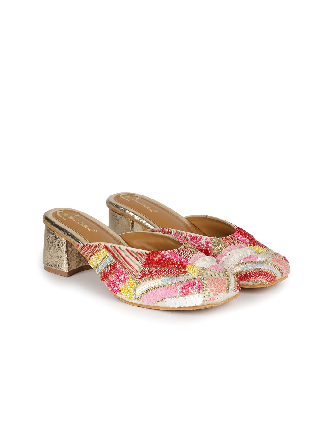 

The Desi Dulhan Ethnic Embellished Square Toe Block Mules, White