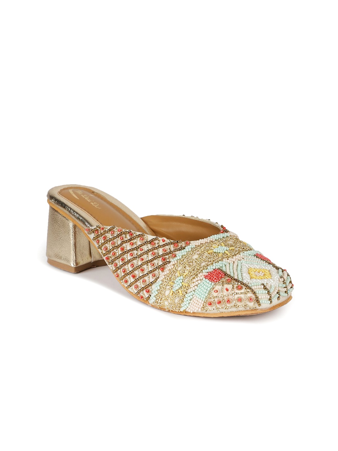 

The Desi Dulhan Embellished Ethnic Block Mules, White