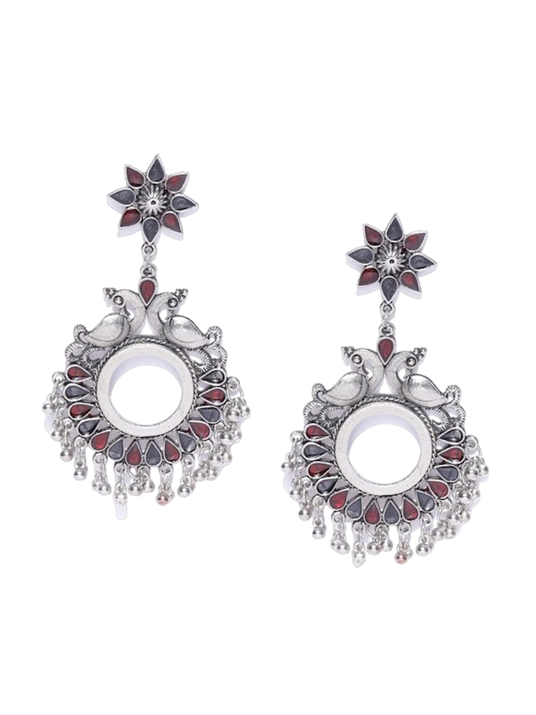 

Infuzze Silver-Plated Oxidised Drop Earrings
