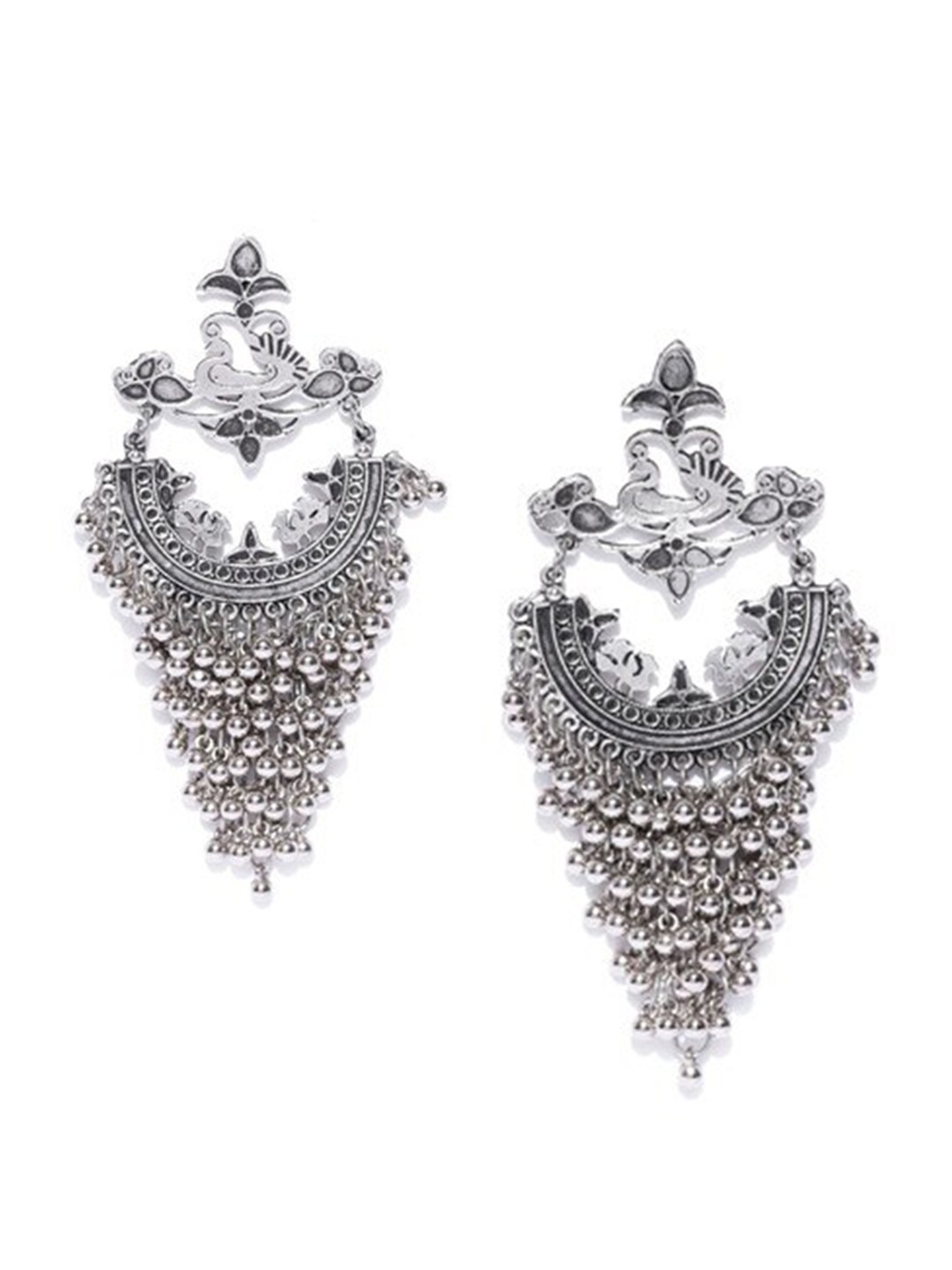 

Infuzze Silver-Plated Oxidised Drop Earrings