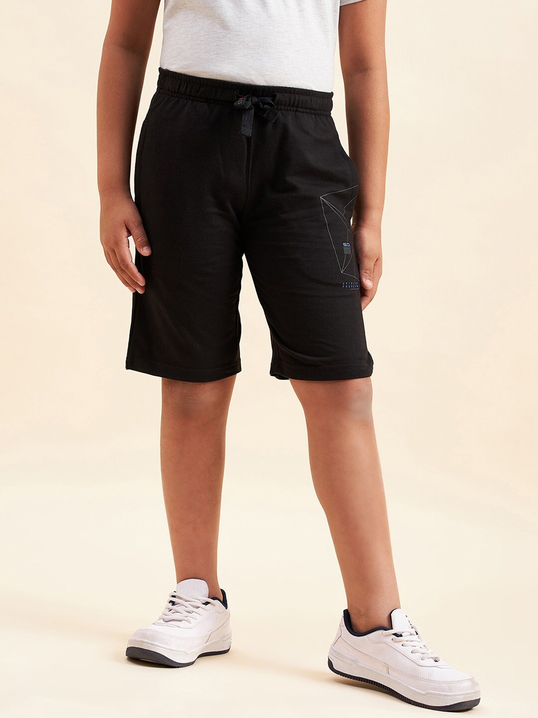 

Sweet Dreams Boys Black Mid-Rise Cotton Shorts