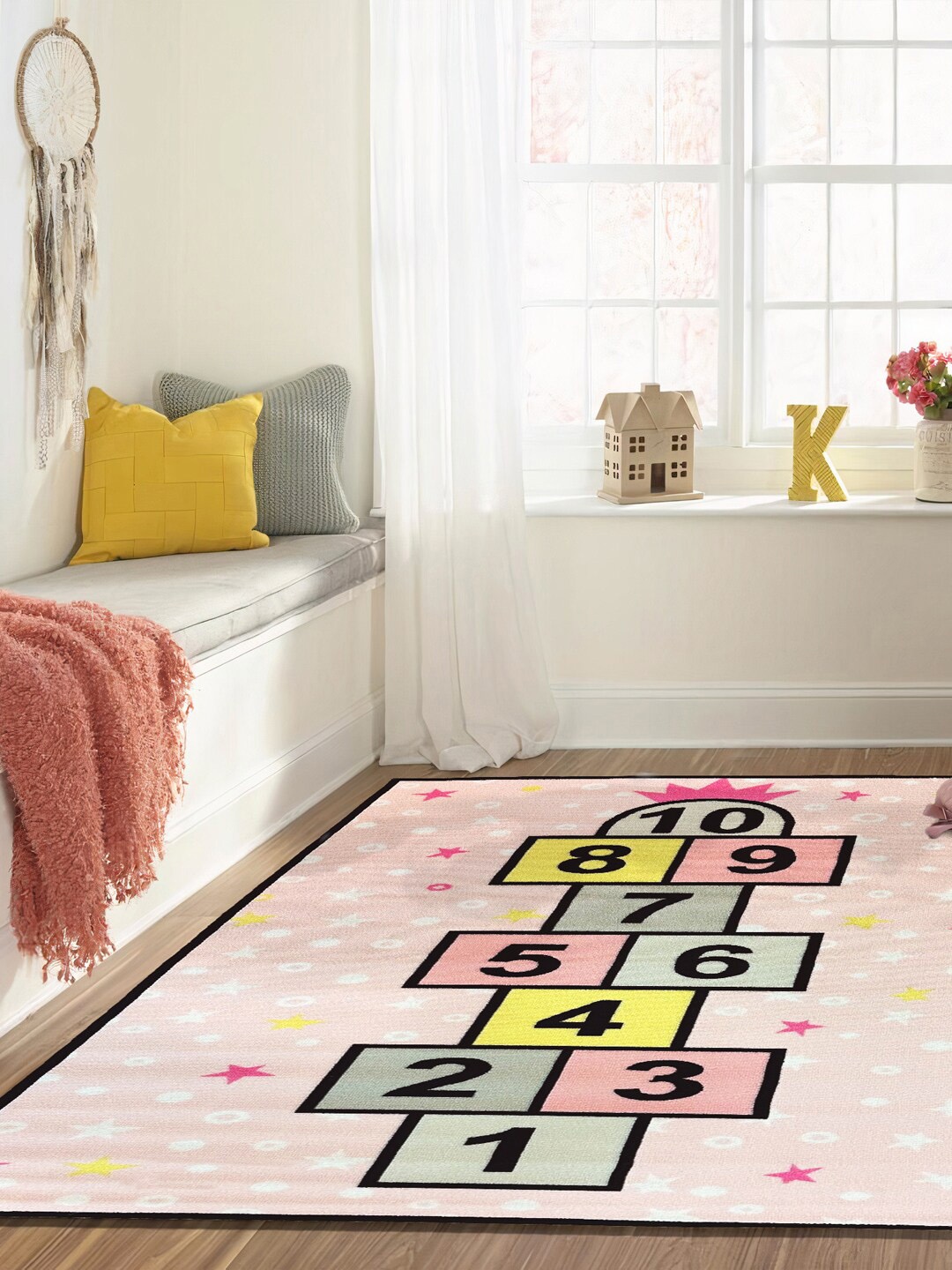 

URBAN SPACE Pink & Green Printed Nylon Carpet
