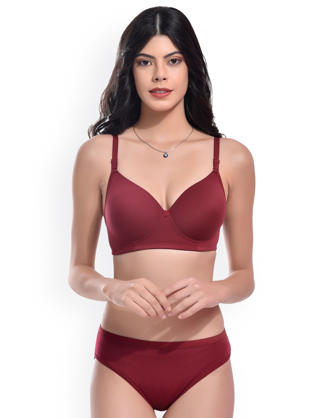 

SGC SWEDEN Mid-Rise Cotton Bikini Lingerie Set, Maroon