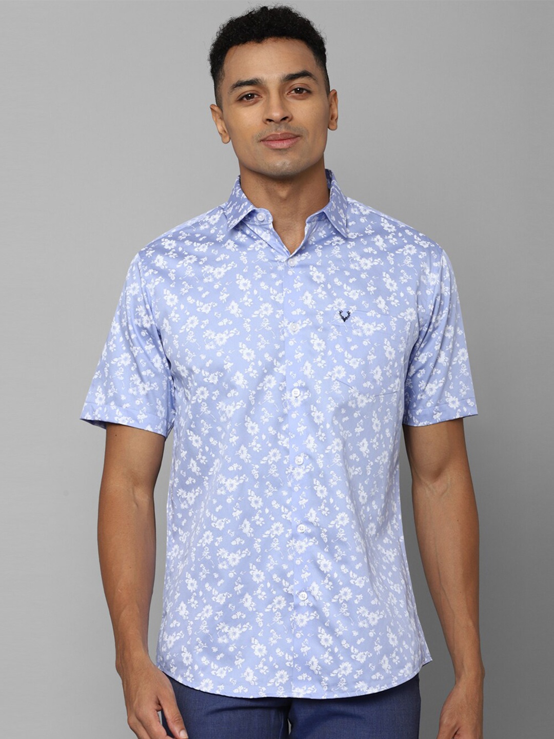 

Allen Solly Floral Printed Slim Fit Pure Cotton Casual Shirt, Blue