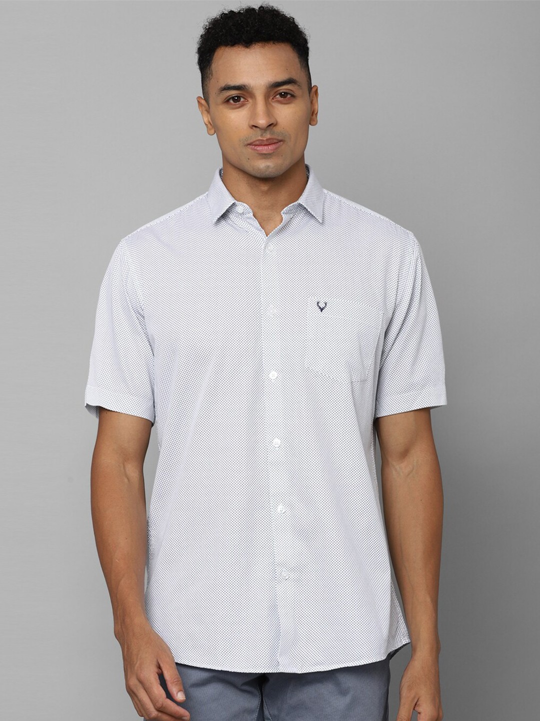 

Allen Solly Micro Ditsy Printed Slim Fit Pure Cotton Casual Shirt, Blue
