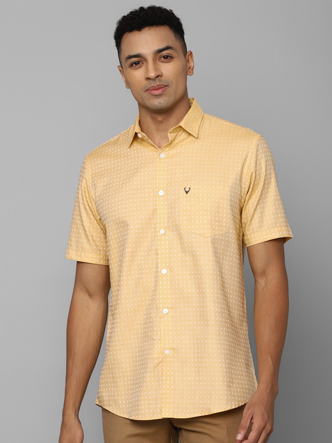 

Allen Solly Micro Ditsy Printed Slim Fit Pure Cotton Casual Shirt, Yellow