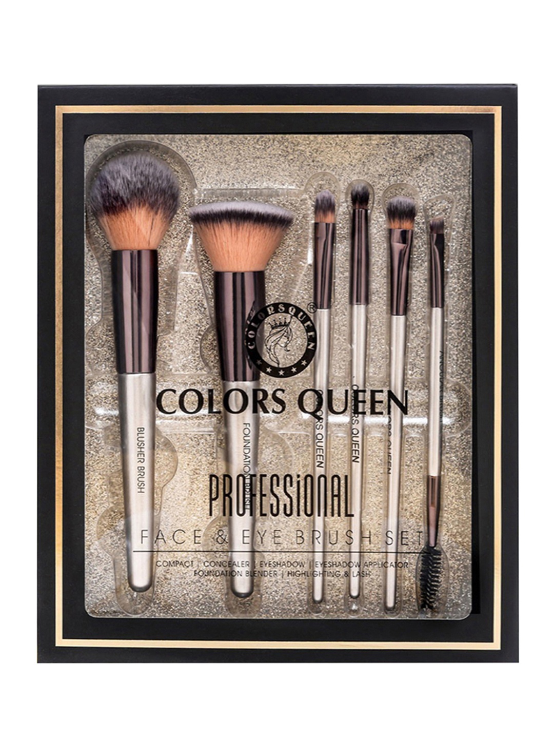 

Colors Queen Set of 6 Professional Face & Eyes Makeup Brushes, Multi