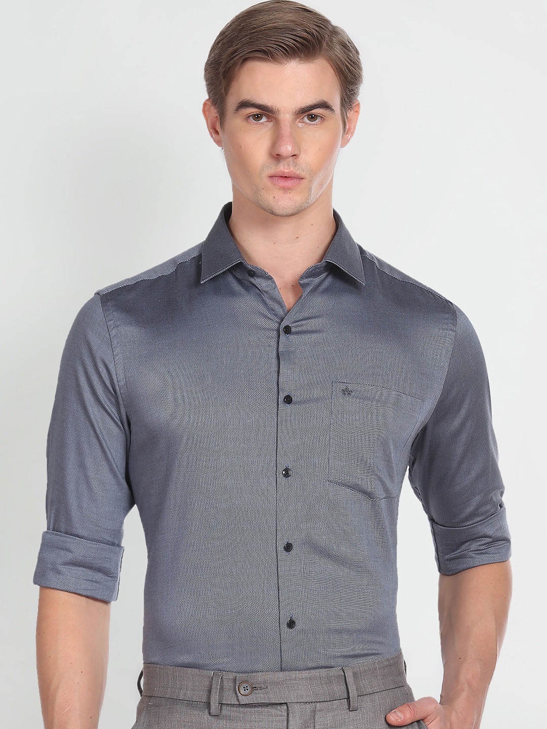 

Arrow Spread Collar Slim Fit Cotton Casual Shirt, Grey