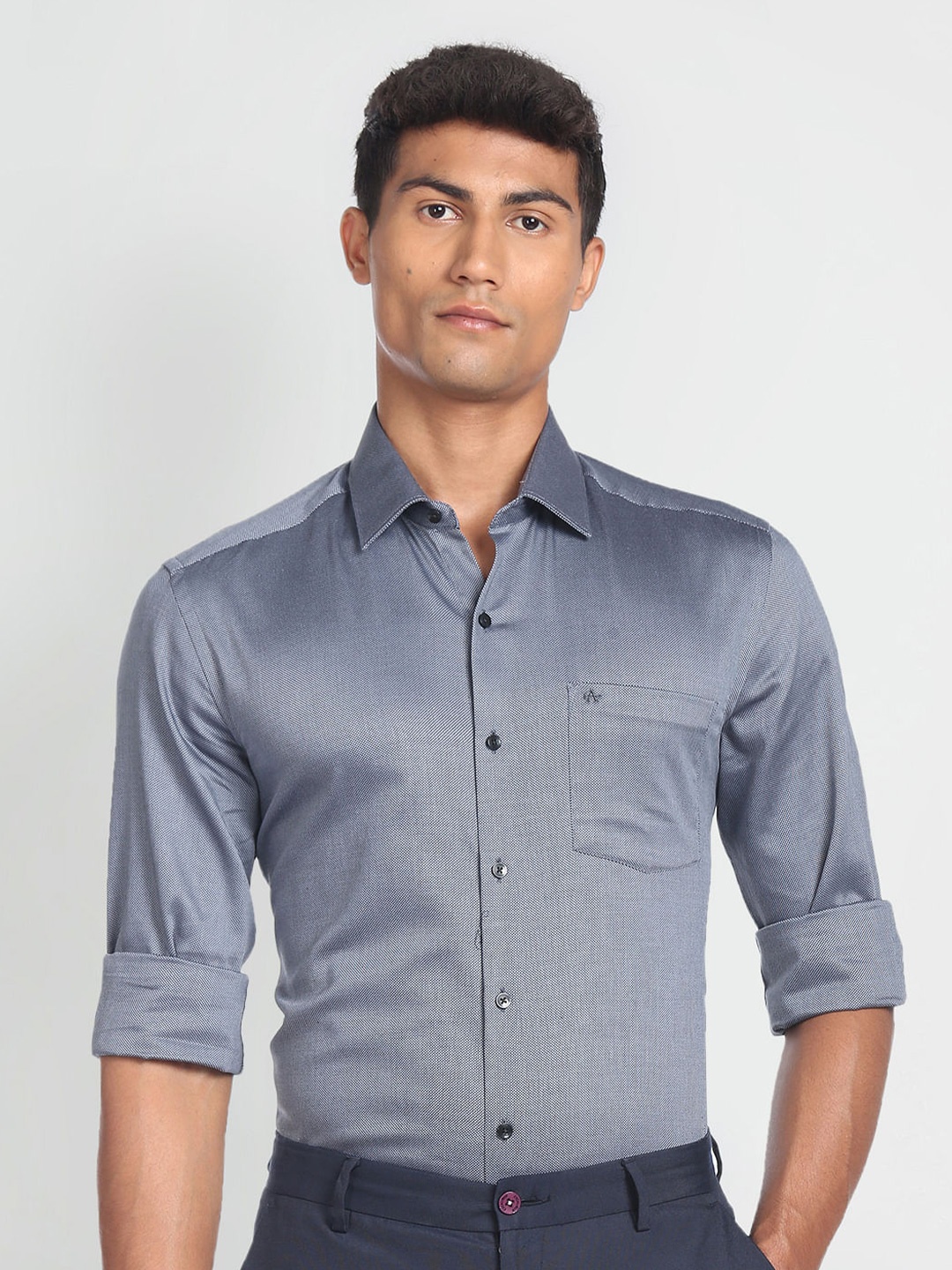 

Arrow Spread Collar Slim Fit Cotton Casual Shirt, Grey