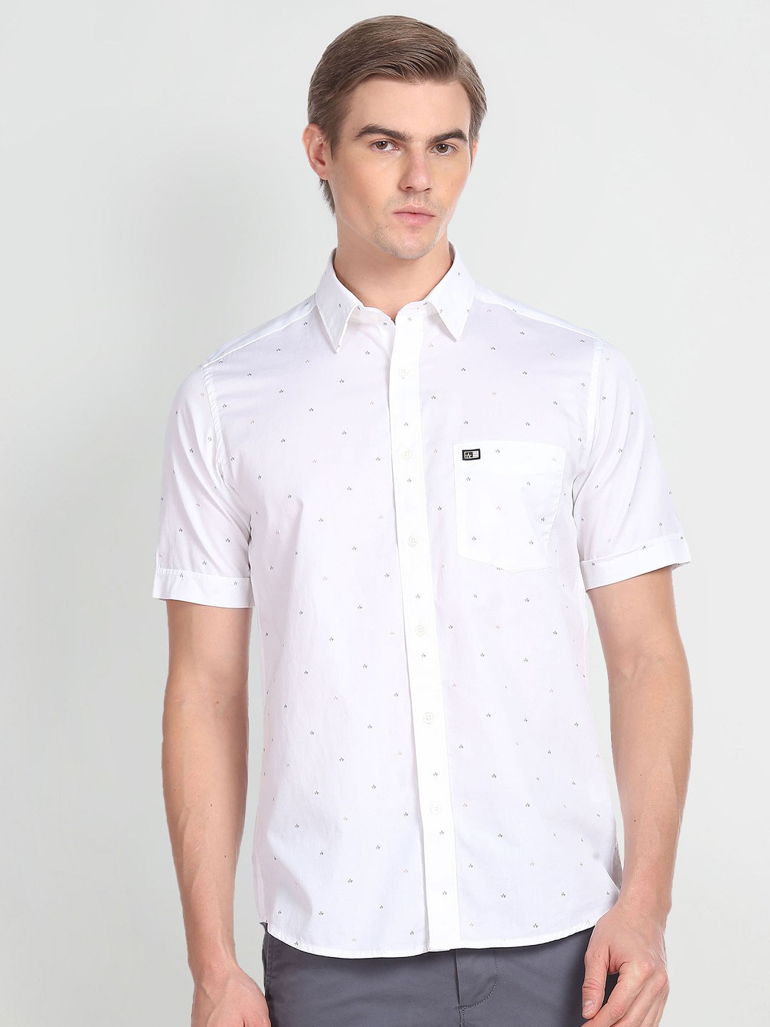 

Arrow Micro Ditsy Printed Spread Collar Pure Cotton Regular Fit Casual Shirt, White