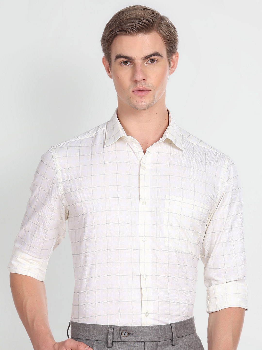 

Arrow Checked Opaque Cotton Casual Shirt, Yellow