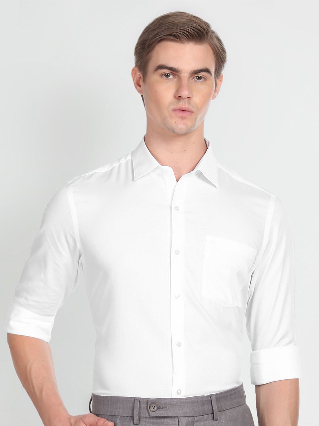 

Arrow Spread Collar Pure Cotton Formal Shirt, White