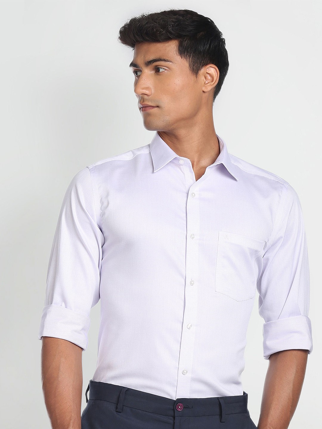 

Arrow Self Design Pure Cotton Formal Shirt, Purple