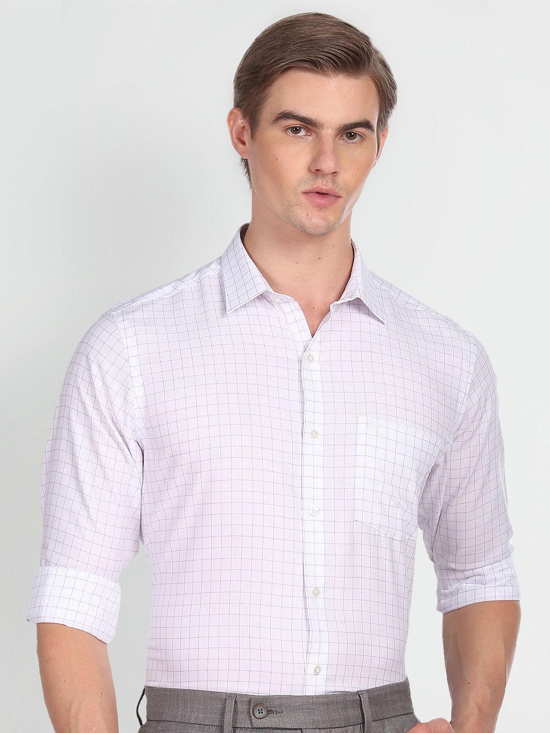 

Arrow Grid Tattersall Checked Casual Shirt, Purple