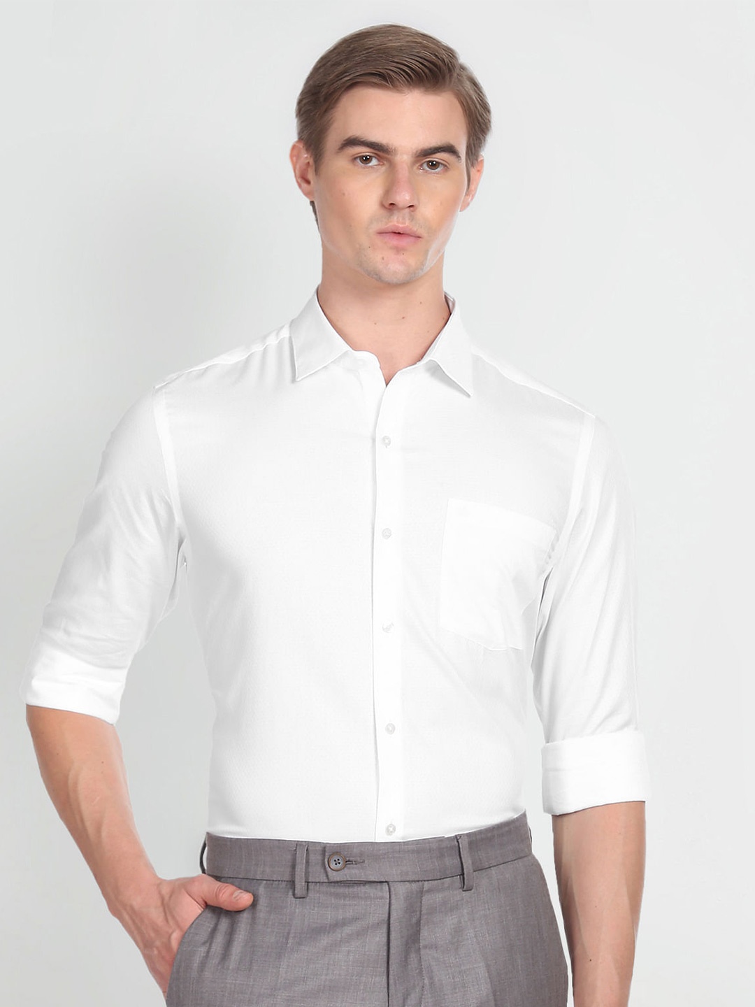 

Arrow Spread Collar Pure Cotton Regular Fit Casual Shirt, White