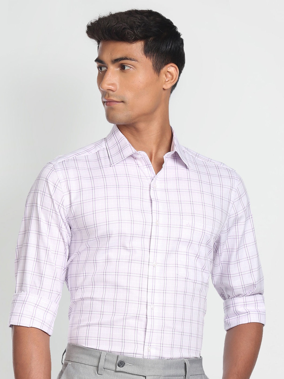 

Arrow Checked Opaque Cotton Casual Shirt, Purple